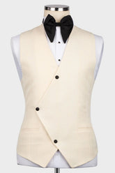 Porter Light Champagne Three-Piece Groom's Wedding Suit With Black Peak Lapel